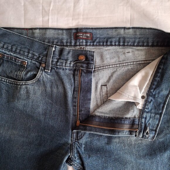 Mens Denim Blue Jeans Adam Levine The Dean 38 Waist 32 Length Lightly Distressed - Picture 4 of 12